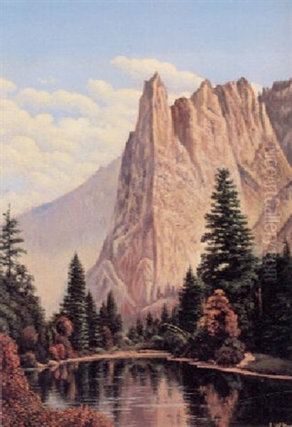 Sentinel Rocks, Yosemite National Park, Cal. Oil Painting by Levi Wells Prentice