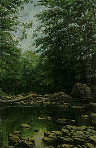 Woodland Lake Oil Painting by Levi Wells Prentice