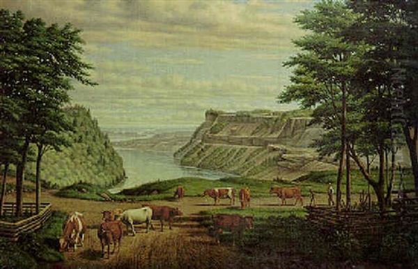 Niagara River Above Lewiston, New York Oil Painting by Levi Wells Prentice