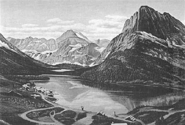 Swiftcurrent Lake, Many Glaciers Region, Glacier National Park, Montana Oil Painting by Levi Wells Prentice