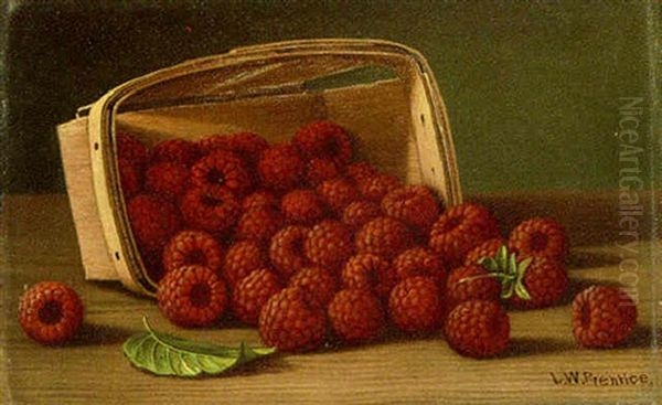 Basket Of Raspberries Oil Painting by Levi Wells Prentice