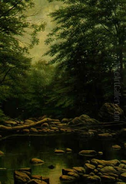 Woodland Lake Oil Painting by Levi Wells Prentice