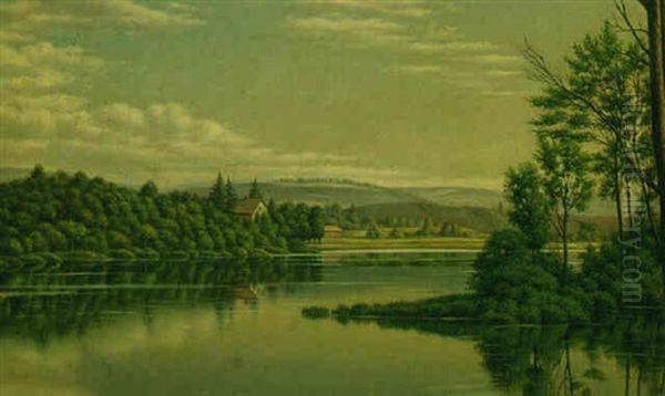 Lake With Cottage Oil Painting by Levi Wells Prentice