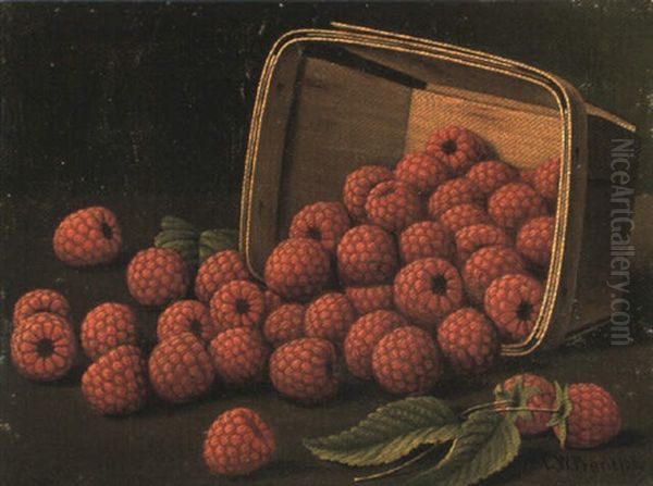 Basket Of Raspberries Oil Painting by Levi Wells Prentice