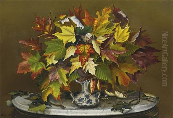 Autumn Leaves Oil Painting by Sarah Jane Prentiss