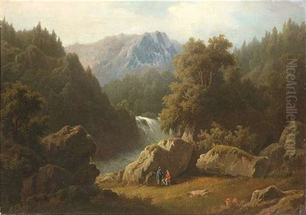 Wasserfall Bei Reichenbach Oil Painting by Otto Press