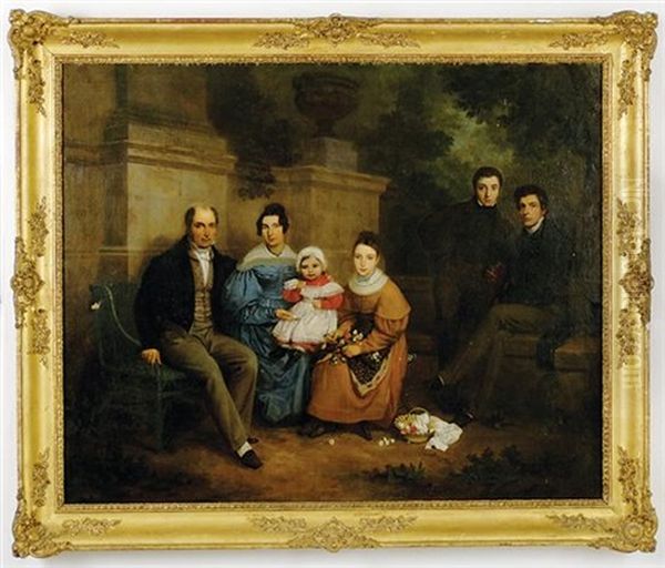 Family Portrait Oil Painting by Johann Gottlieb Theophilus Amadeus Prestel