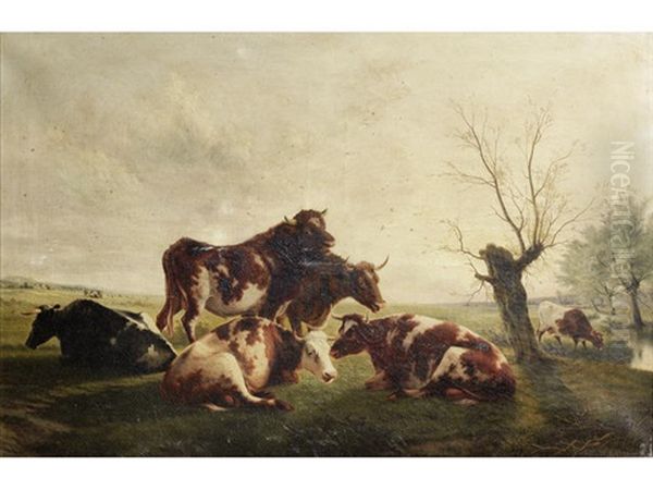 Highland Cattle Oil Painting by Walter F. Preston