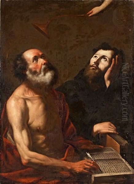 Den Helige Hieronymus Och Den Helige Mauro Oil Painting by Gregorio Preti