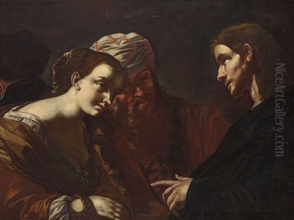 Le Christ Et La Femme Adultere Oil Painting by Mattia Preti