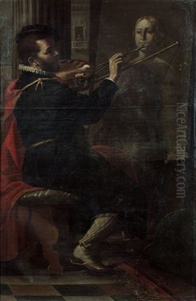 Autoportrait Presume De L'artiste En Apelle Peignant Campaspe Oil Painting by Mattia Preti