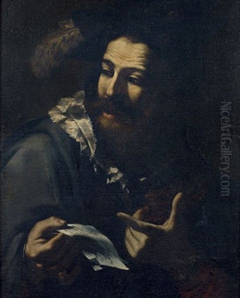 Portrait D'homme A La Lettre by Mattia Preti