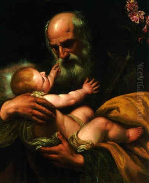 St. Joseph And The Christ Child Oil Painting by Mattia Preti