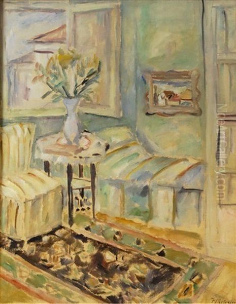 Interior With Open Window Oil Painting by Florenta Pretorian