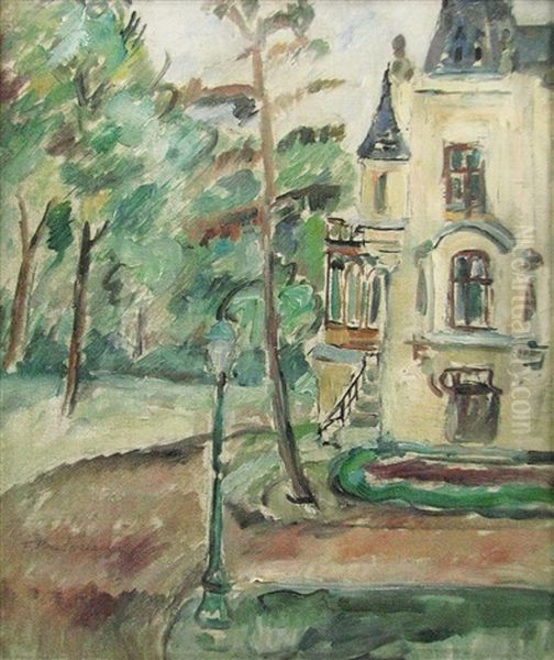 Cismigiu - Cretulescu Palace Oil Painting by Florenta Pretorian