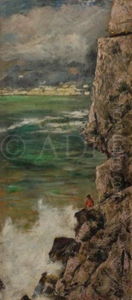 Bord De Mer Agitee Oil Painting by Hermione von Preuschen