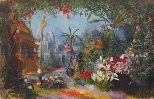 Indian Landscape In Bloom Oil Painting by Hermione von Preuschen