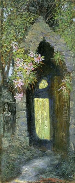 Das Orchideentor Des Tempels Pra Khan In Angkor Wat Oil Painting by Hermione von Preuschen