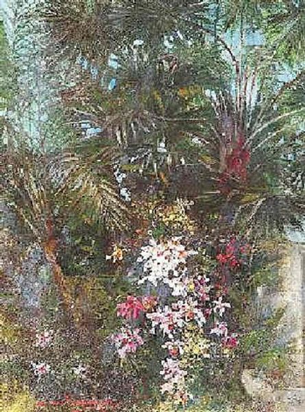 Exotische Gartenlandschaft Auf Madeira Oil Painting by Hermione von Preuschen