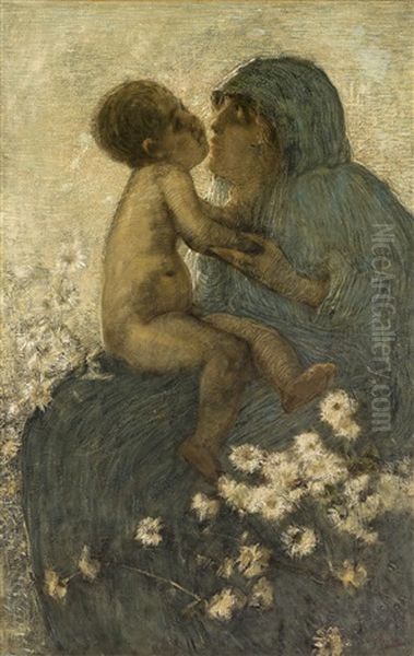 Mutterliebe Oil Painting by Gaetano Previati