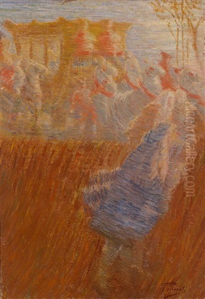 Der Wagen Des Sonnenkonigs (preparatory Study For Il Re Sole) Oil Painting by Gaetano Previati