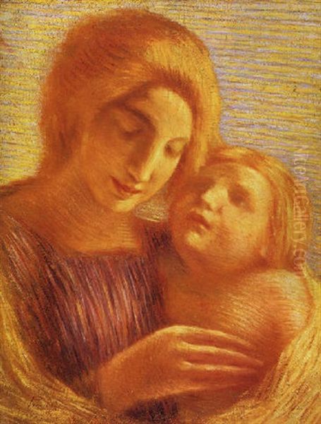 Maternita Oil Painting by Gaetano Previati