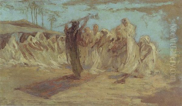 Beduini Nell'oasi Oil Painting by Gaetano Previati