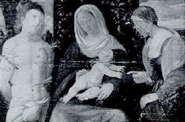 The Madonna And Child With Saints Catherine Of Alexandria And Sebastian Oil Painting by Andrea Previtali