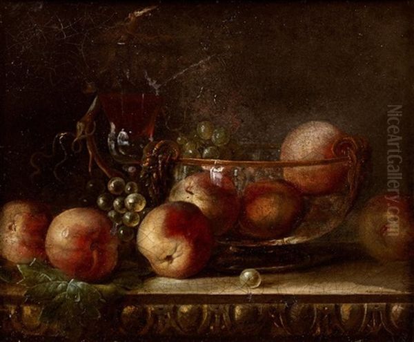 Jarre De Cristal Remplie De Peches Et De Raisins Oil Painting by Jean Jacques Prevost the Elder