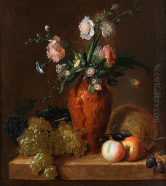 Blumen- Und Fruchtestillleben Oil Painting by Jean Louis Prevost