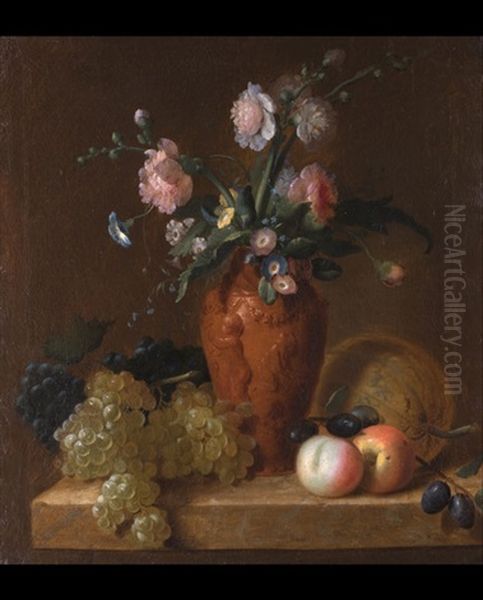 Blumen- Und Fruchtestillleben Oil Painting by Jean Louis Prevost