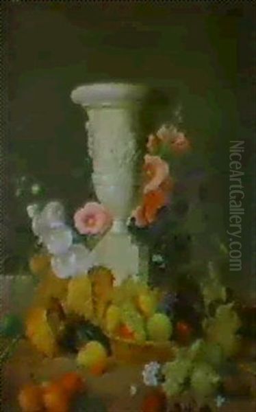 Stilleben Mit Blumen, Fruchten Und Einer Kratervase Oil Painting by Jean Louis Prevost