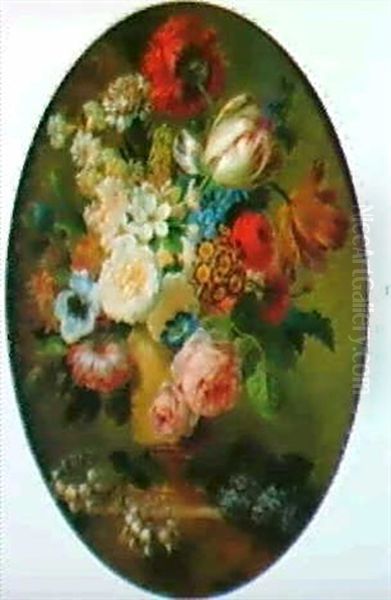 Bouquet De Fleurs Dans Un Vase Oil Painting by Jean Louis Prevost