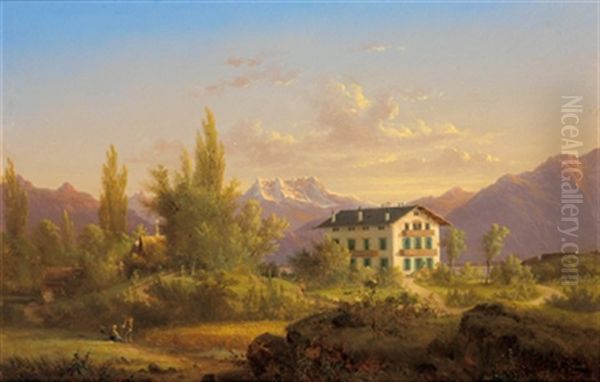 Landschaft Bei Vevey Oil Painting by Nicolas Louis Andre Prevost