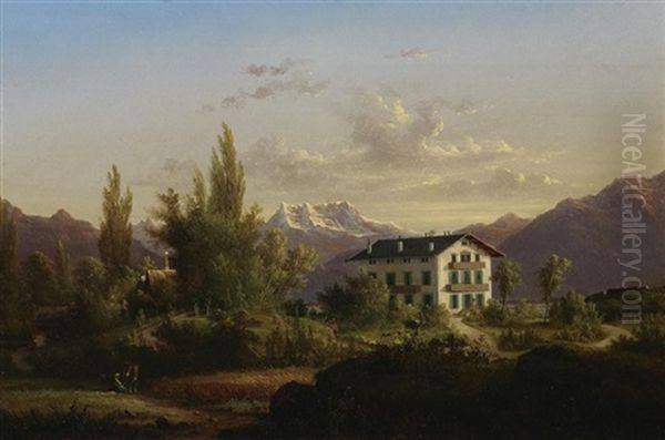 Partie Am Genfer See Bei Vevey Oil Painting by Nicolas Louis Andre Prevost