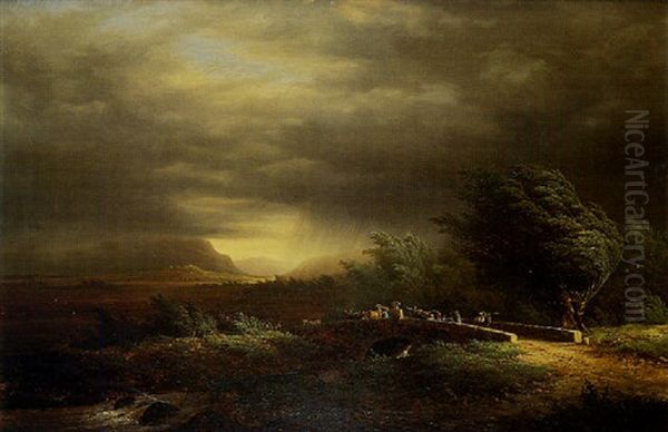 L'approche De L'orage Sur La Campagne Oil Painting by Nicolas Louis Andre Prevost