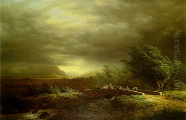 L'approche De L'orage Sur La Campagne Oil Painting by Nicolas Louis Andre Prevost