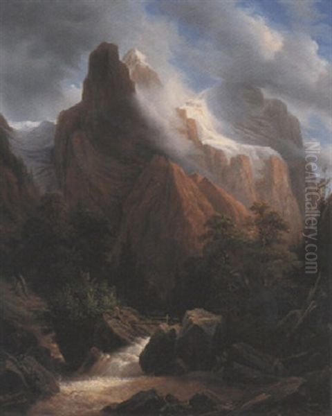 Berglandschaft Oil Painting by Nicolas Louis Andre Prevost