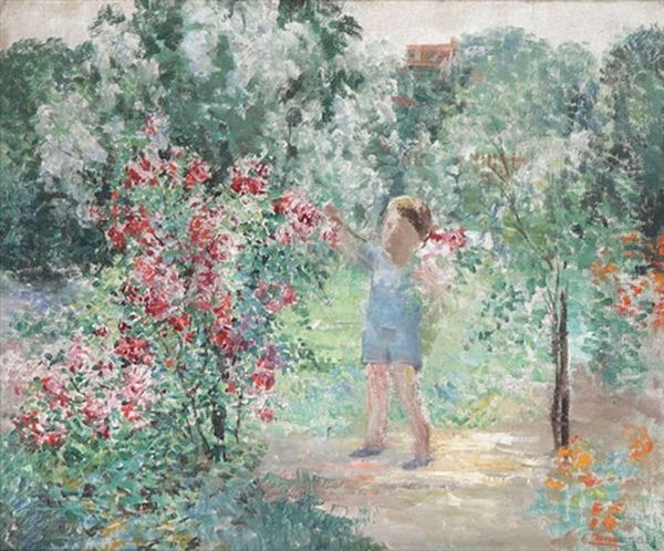 Fille Au Jardin Oil Painting by Andre Prevot-Valeri