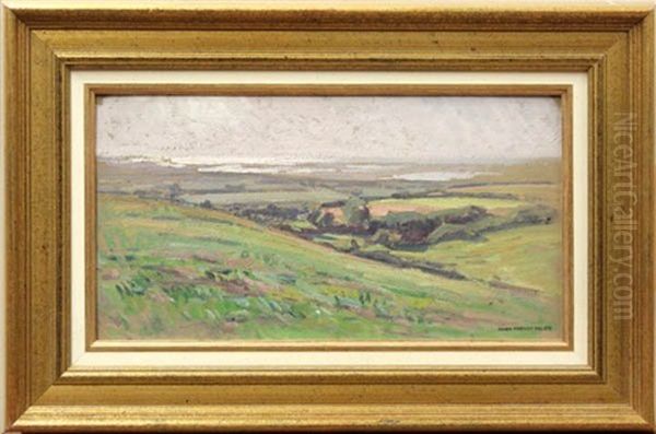 View Of A Landscape From A Hilltop Oil Painting by Andre Prevot-Valeri