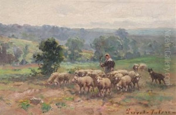 Bergere Et Ses Moutons Oil Painting by Andre Prevot-Valeri