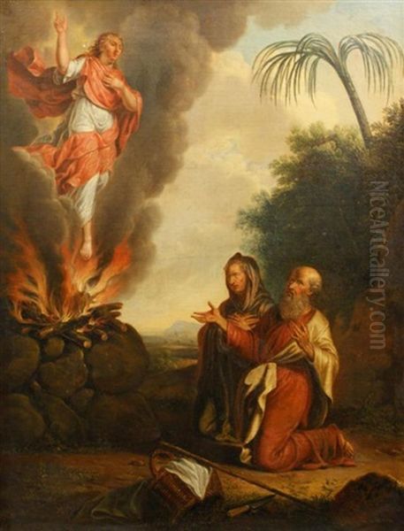 The Vision Of Abraham And Sarah Oil Painting by Johannes Zacharias Simon Prey