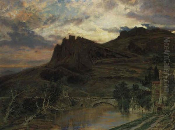 Grose Italienische Landschaft Oil Painting by Ernest Julius Preyer