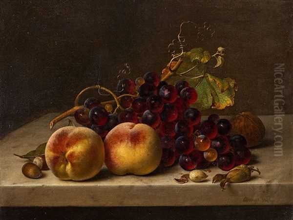 Fruit Still Life Oil Painting by Johann Wilhelm Preyer