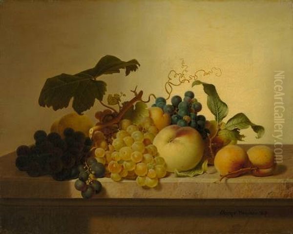 Fruchtestilleben Auf Marmortisch Oil Painting by Johann Wilhelm Preyer