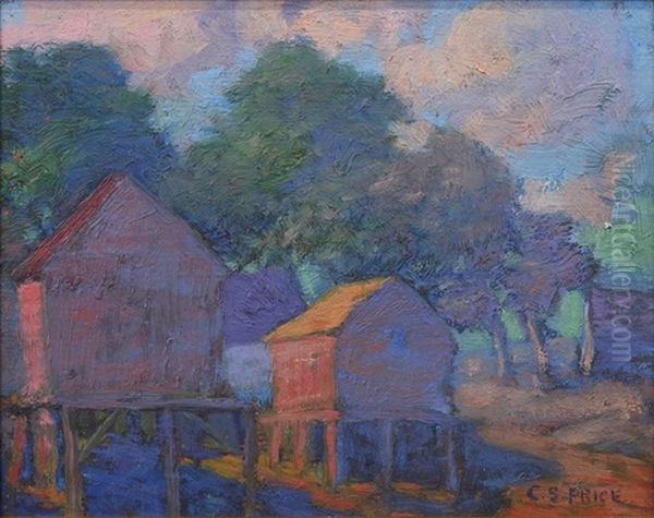 Untitled (monterey Fishing Shacks) Oil Painting by Clayton S. Price