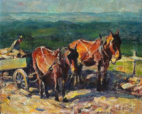 Hauling Rock Oil Painting by Clayton S. Price