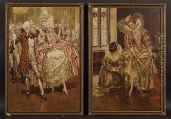 At The Ball (+ Tending To Her Majesty; 2 Works) by Norman Mills Price