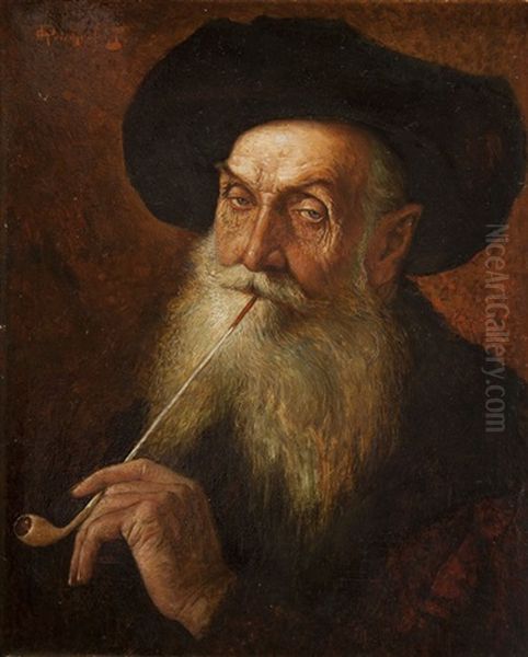 Portrait Of An Old Man Oil Painting by Alois Heinrich Priechenfried