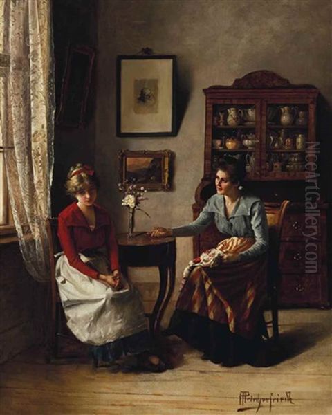 The Conversation Oil Painting by Alois Heinrich Priechenfried